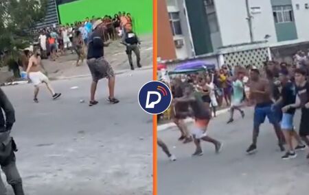 Briga em desfile no bloco CDU Folia no Recife.