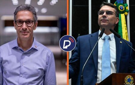 Romeu Zema e Fl&aacute;vio Bolsonaro.