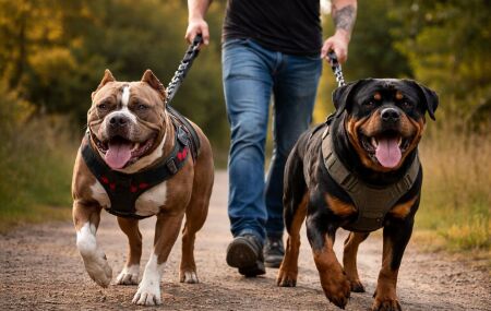 C&atilde;es das ra&ccedil;as Pitbull e Rottweiler