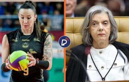 Jogadora de v&ocirc;lei trans, Tiffany Abreu, e ministra C&aacute;rmen L&uacute;cia, do STF.