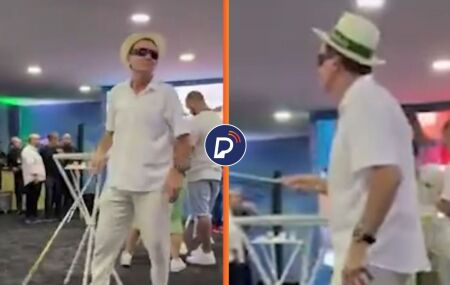 Eduardo Paes imita deficiente visual.