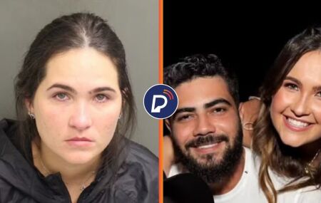 Mugshot de Amanda Vasconcelos, esposa de Henrique, que faz dupla com Juliano.