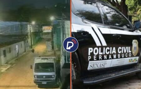 Local onde o crime ocorreu e viatura da PCPE.