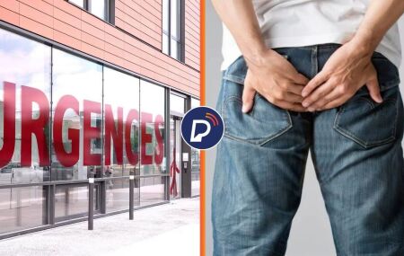 Hospital da Fran&ccedil;a onde homem chegou com proj&eacute;til e imagem ilustrativa de pessoa com m&atilde;os nas n&aacute;degas.