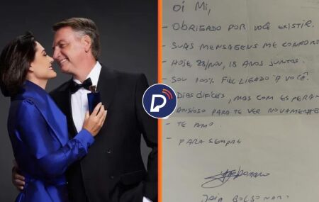 Michelle recebe carta de Bolsonaro. 