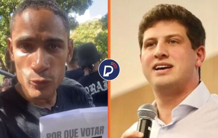 Militante do MBL Xande Pessoa e prefeito Jo&atilde;o Campos.