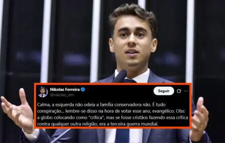 Nikolas Ferreira critica escola de samba que satirizou evang&eacute;licos em homenagem a Lula