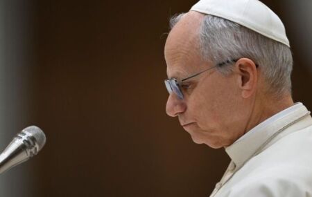 Papa Le&atilde;o XIV durante uma Audi&ecirc;ncia Geral.