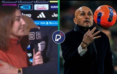 Spaletti, t&eacute;cnico da Juventus, beijou ombro de rep&oacute;rter durante entrevista.