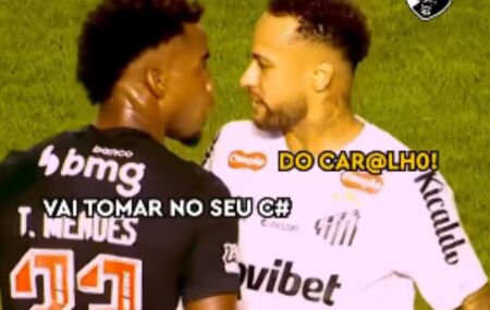 Neymar e Thiago Mendes discutindo durante a partida.