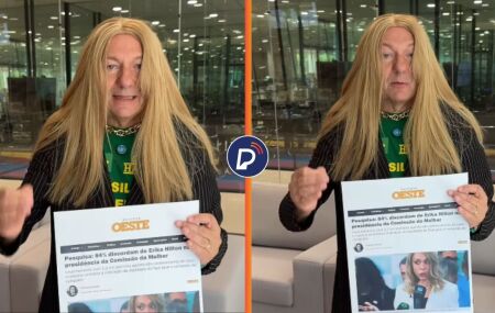 Usando peruca e roupas femininas Luciano Hang dispara contra Erika Hilton 