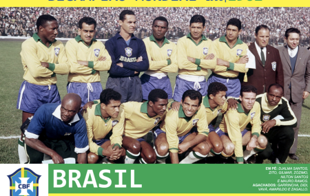 Sele&ccedil;&atilde;o Campe&atilde;o do mundo em 1962. O Brasil de Man&eacute; Garricha, Amarildo, Djalma Santos, Didi e Zagallo.