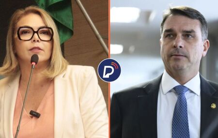 Vereadora do PT no Recife, Liana Cirne, e senador Fl&aacute;vio Bolsonaro.