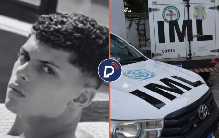 Motociclista Rafael Lira, que morreu em acidente e viaturas do IML.