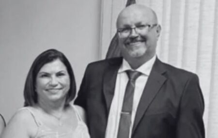 Prefeito Nelson Antonio Rozani, de Vista Alegre do Alto, ao lado da esposa, a primeira-dama Rosa de F&aacute;tima.