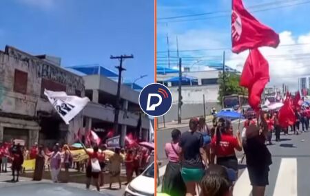 Protesto por moradia na Avenida Cruz Cabug&aacute;, &aacute;rea central do Recife.