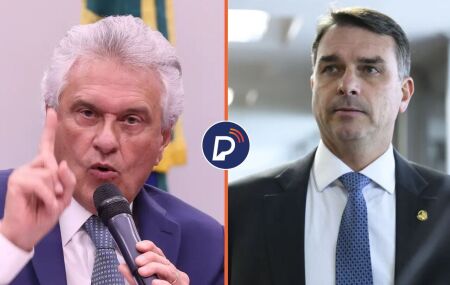 Ronaldo Caiado e Fl&aacute;vio Bolsonaro.