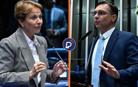Senadores Tereza Cristina e Fl&aacute;vio Bolsonaro.