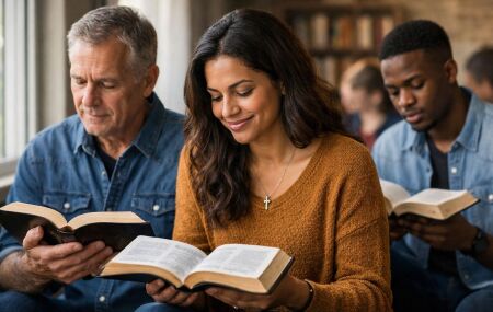 Pessoas lendo a b&iacute;blia 