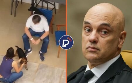 Jair Bolsonaro com Michele Bolsonaro (&agrave; esquerda). Alexandre de Moraes (&agrave; direita).