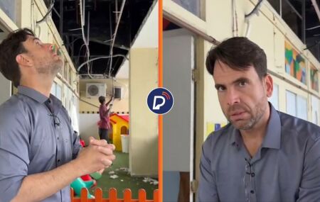 Vereador Eduardo Moura faz discaliza&ccedil;&atilde;o em creche localizada na sede da PCR ap&oacute;s queda de teto