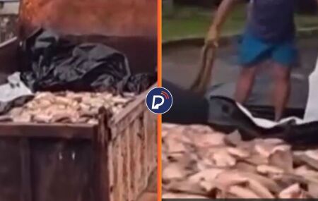 Prefeitura causa revolta ao distribuir peixe da Semana Santa para popula&ccedil;&atilde;o em ca&ccedil;amba de lixo