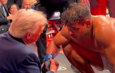 Lutador brasileiro agradece Trump ap&oacute;s nocautear atleta russo: "Obrigado pelo que est&aacute; fazendo"