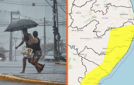 Alerta de perigo potencial de acumulado de chuvas foi emitido pelo Inmet.