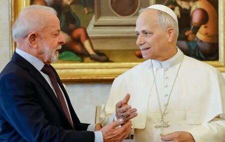 Lula e o papa Le&atilde;o XIV. 