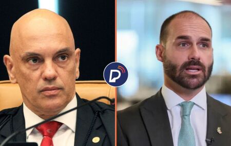 Ministro Alexandre de Moraes e o ex-deputado Eduardo Bolsonaro