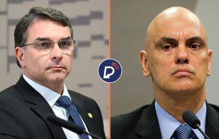 Deputado Fl&aacute;vio Bolsonaro e Alexandre de Moraes, ministro do STF