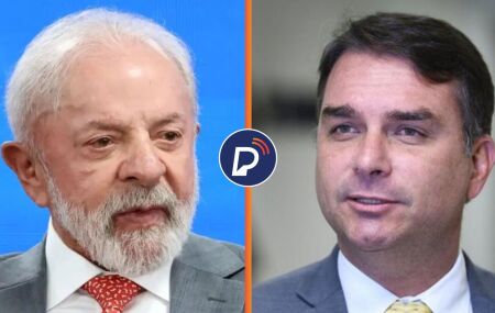 Presidente Luiz In&aacute;cio Lula da Silva (PT) e o senador Fl&aacute;vio Bolsonaro (PL-RJ). 