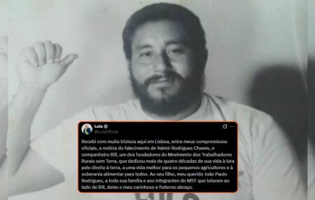 Lula lamenta morte de um dos fundadores do MST.