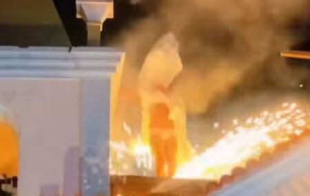 Momento do acidente na Paix&atilde;o de Cristo. 