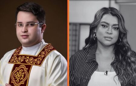 Padre Danilo C&eacute;sar e Preta Gil.