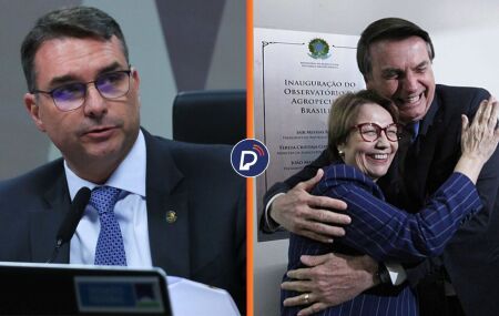 Senador Fl&aacute;vio Bolsonaro e a senadora Tereza Cristina.