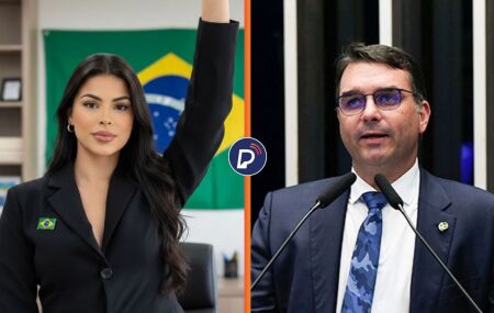 Sophia Barclay e Fl&aacute;vio Bolsonaro.