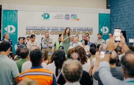 Raquel Lyra inaugura terminal de passageiros do Aeroporto de Fernando de Noronha.