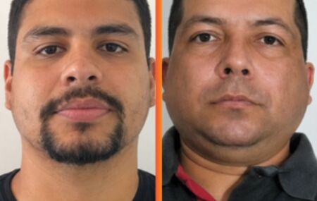 Policiais Yago Gomes (esq) e Denivaldo Jardel, mortos por colega de farda em Delmiro Gouveia (AL).