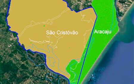 Mapa mostra qual parte de Sergipe pode ser incorporada &agrave; cidade vizinha.