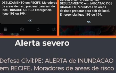 Aviso da Defesa Civil no celular.