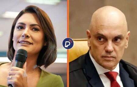 Michelle Bolsonaro chama Alexandre de Moraes de "irm&atilde;o em Cristo" e profetiza convers&atilde;o
