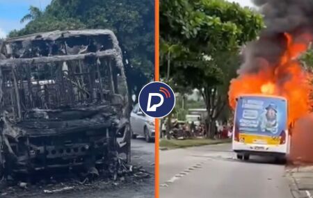 Um &ocirc;nibus foi completamente destru&iacute;do. 
