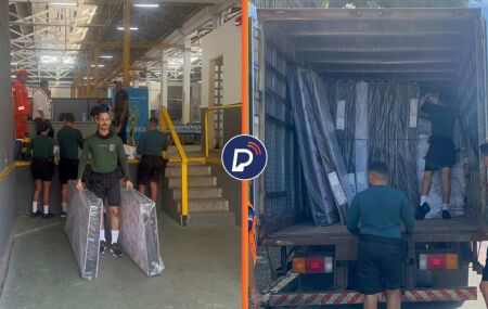 Entrega de ajuda humanit&aacute;ria em Goiana.