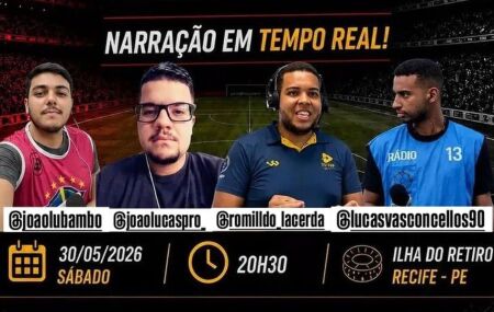 Equipe do Portal de Esportes na transmiss&atilde;o de Sport x N&aacute;utico.