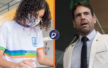 Estudante da Rede Municipal do Recife e vereador Eduardo Moura.