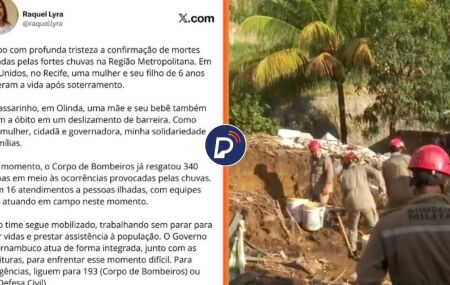 Governadora Raquel Lyra lamenta mortes em Olinda e Recife.