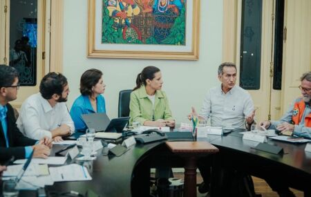 Reuni&atilde;o do ministro com a governadora.