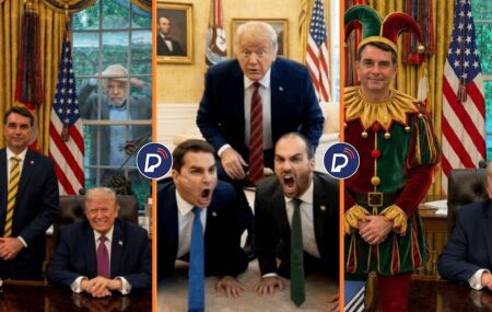 Memes de Fl&aacute;vio Bolsonaro e Trump 