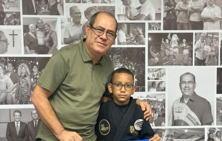 Prefeito Mano Medeiros e Eduardo Fhelipe, atleta de jiu-jitsu